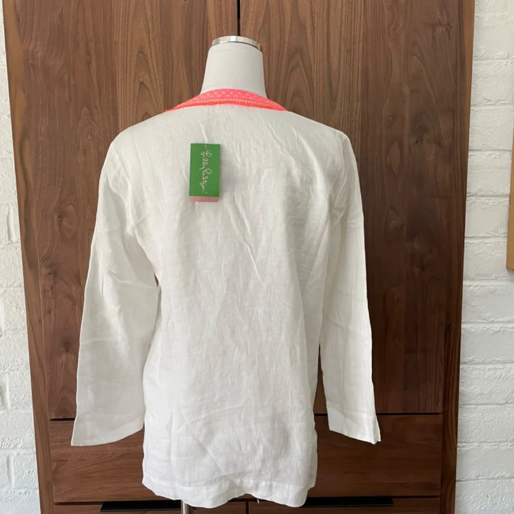 LILLY PULITZER White Linen Tunic NWT - size M - Picture 4 of 9